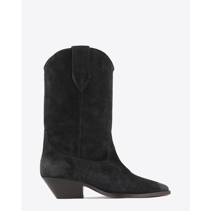 Bottes Santiags Duerto en daim noir Isabel Marant. Profil. 