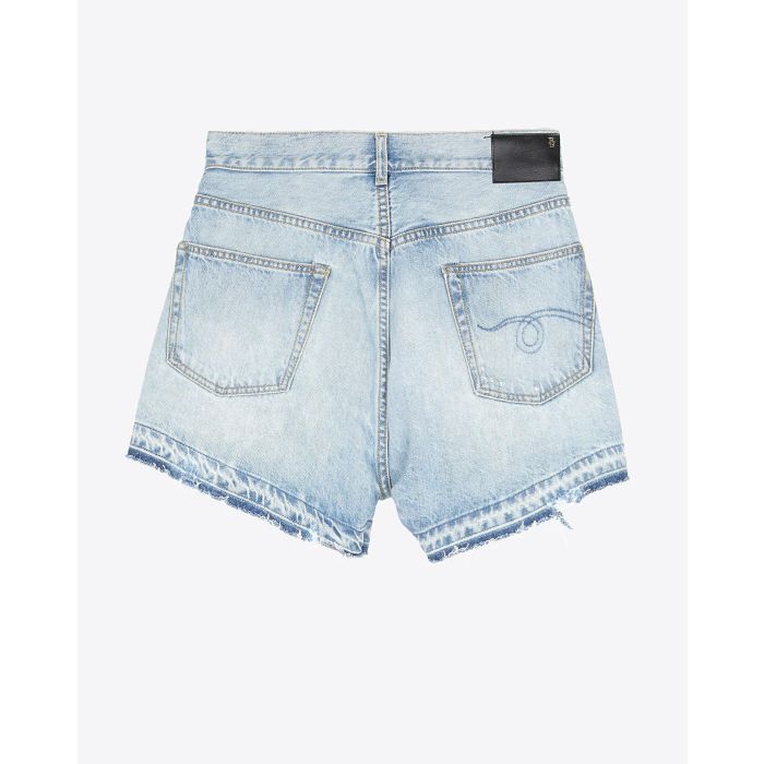 R13 Denim Permanent Cross Over Short - Tilly W Let Down Hem.  