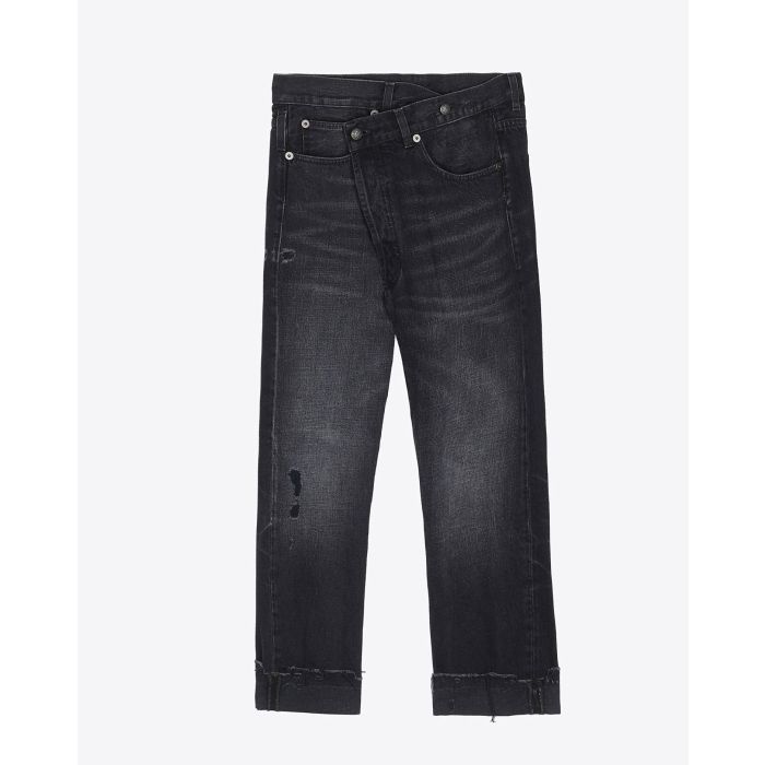 R13 Denim Jean Crossover délavage Jake Black. Face.