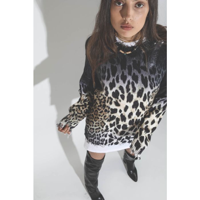 R13 Faded Leopard Oversize Sweater - Faded Leopard
