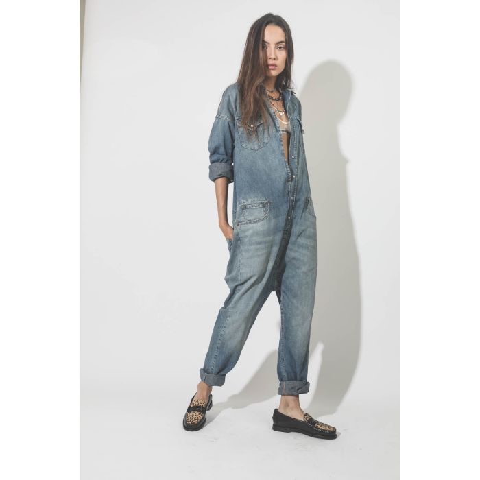 R13 Cowboy Drop Jumpsuit - Dekalb Blue