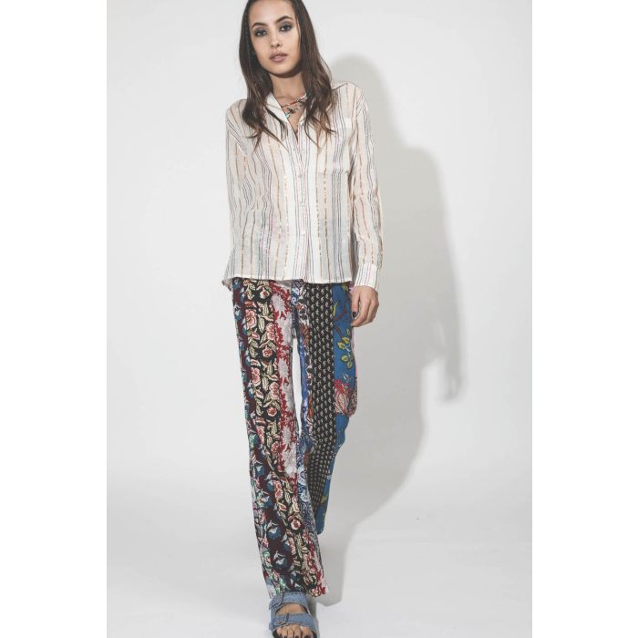 Pantalon en coton évasé imprimé patchwork Alix of Bohemian.