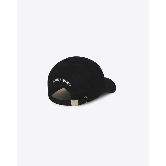 Casquette avec petit logo Jeremy Anine Bing en coton noir. Vue dos. 