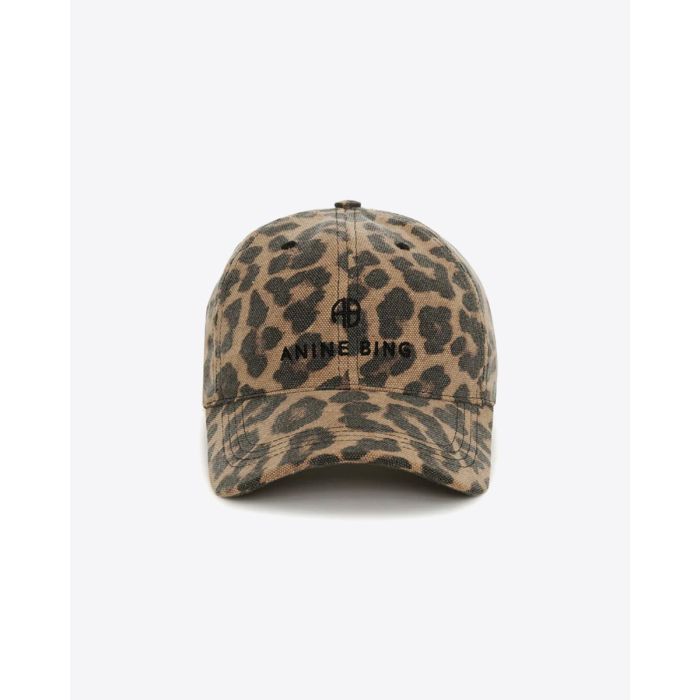 Casquette Jeremy Anine Bing en coton marron et beige imprimé léopard. Vue de profil.