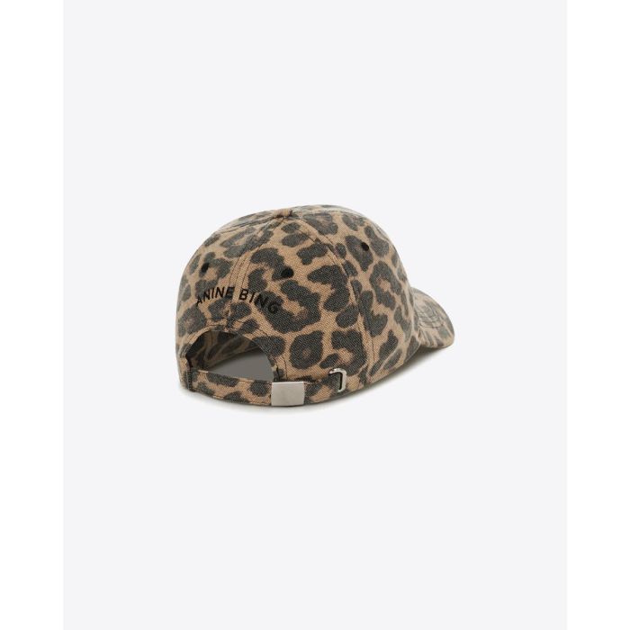 Casquette Jeremy Anine Bing en coton marron et beige imprimé léopard. Vue de dos. 