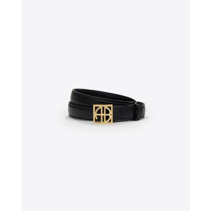 Ceinture Monogramme Anine Bing en cuir noir. 