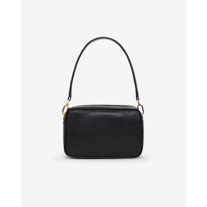Sac rectangulaire Lili Anine Bing en cuir noir grainé. Vue dos avec anse. 