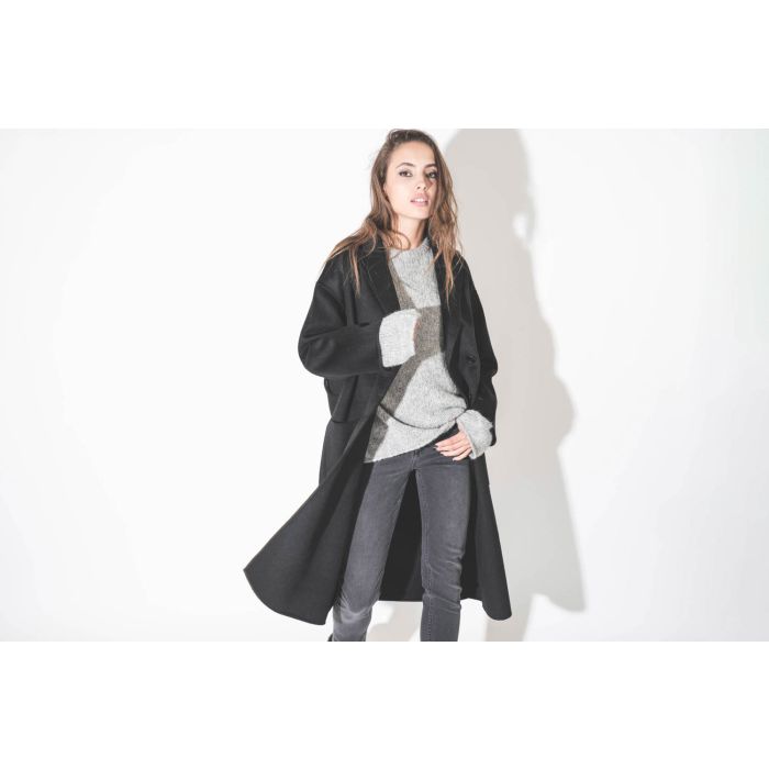 Manteau classique en laine et cachemire noir Dylan Anine Bing.