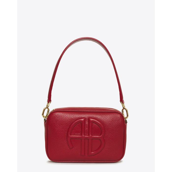 Sac rectangulaire Lili Anine Bing en cuir grainé rouge. vue face.