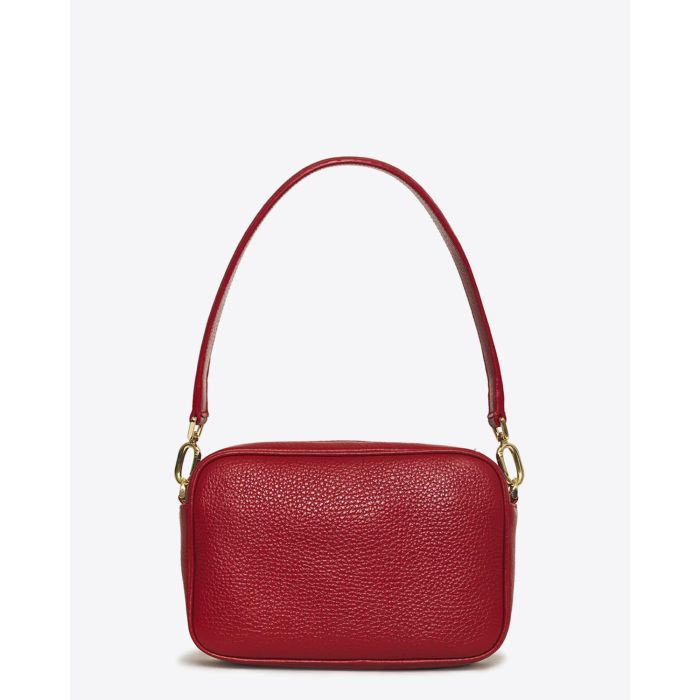Sac rectangulaire Lili Anine Bing en cuir grainé rouge. vue dos. 