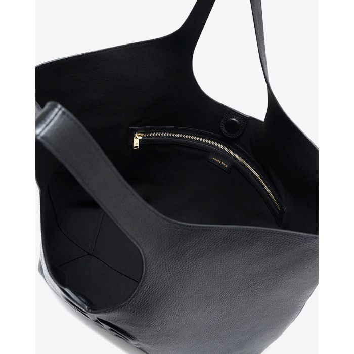 Sac Cabas Lili Tote Anine Bing Sac en cuir Noir Grainé. Vue ouvert. 