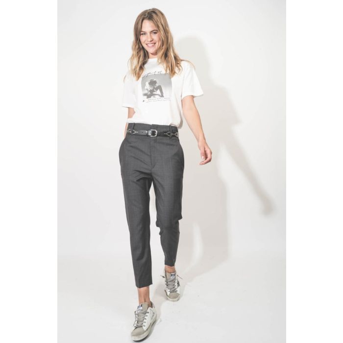 T-Shirt Ashton Spirit Anine Bing en coton écru imprimé. Porté de face.