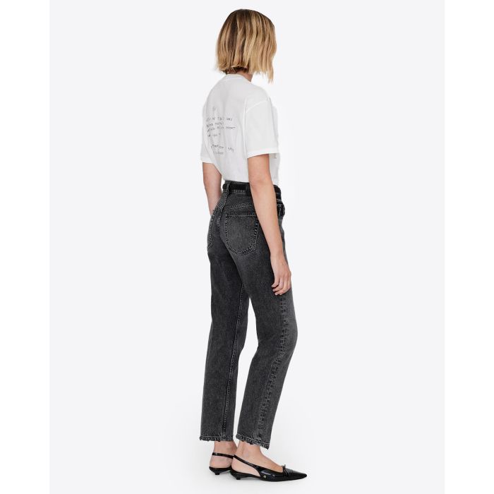 Tee-shirt manches courtes Walker Lyrics Anine Bing en coton blanc. Vue dos porté 