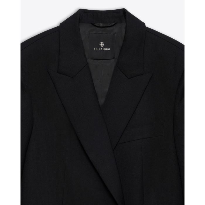 Veste croisée Evalyn Anine Bing noire. Détail du col.