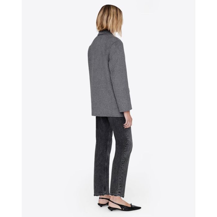 Veste blazer Quinn Anine Bing en laine et cachemire gris. Vue dos. 
