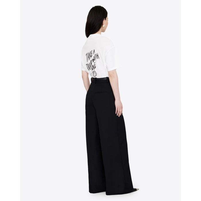 Tee-shirt manches courtes Walker Trip Anine Bing. Vue dos. Porté avec un pantalon noir. 