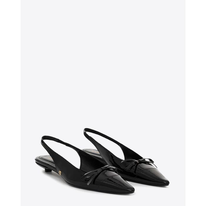 Ballerines Slingback Zoey Anine Bing en cuir noir. Vue face.