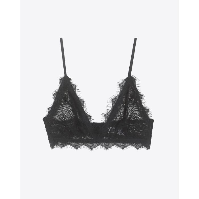 Soutien-gorge triangle en dentelle noire Anine Bing.