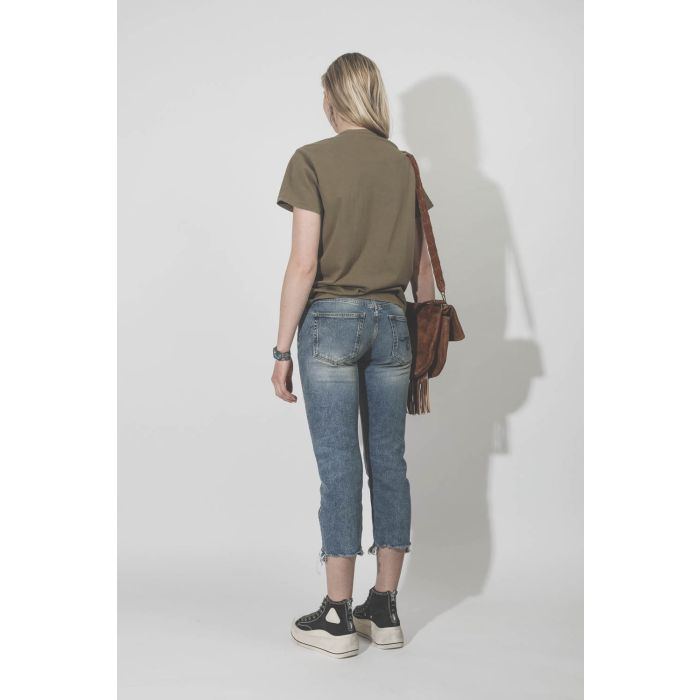 Sneakers femme compensées en toile noire lacet kaki Kurt sneaker R13. Porté dos.