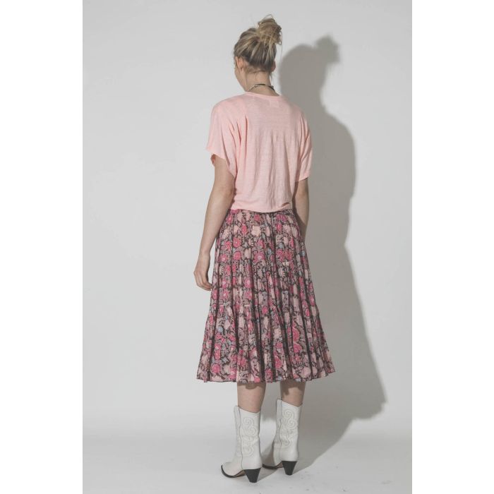 Jupe mi-longue imprimée fleurs Elfa Isabel Marant Etoile. Porté dos. 