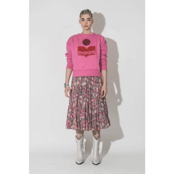 Sweat-shirt Logo rose Mobyli Isabel Marant Etoile. Porté face.