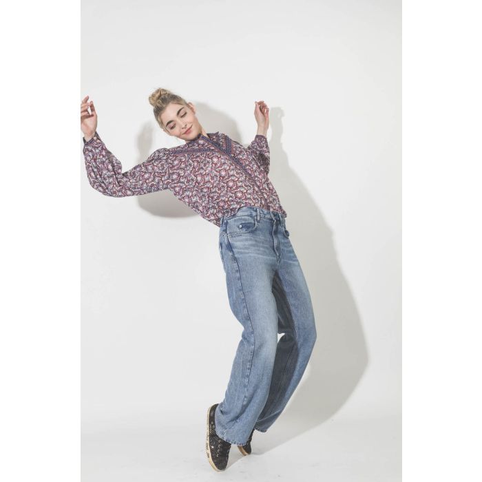 Chemise en voile de coton imprimé écru Salika Isabel Marant Etoile. Porté. 