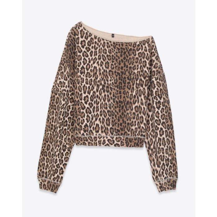R13 Off Shoulder Patti Sweatshirt - Leopard