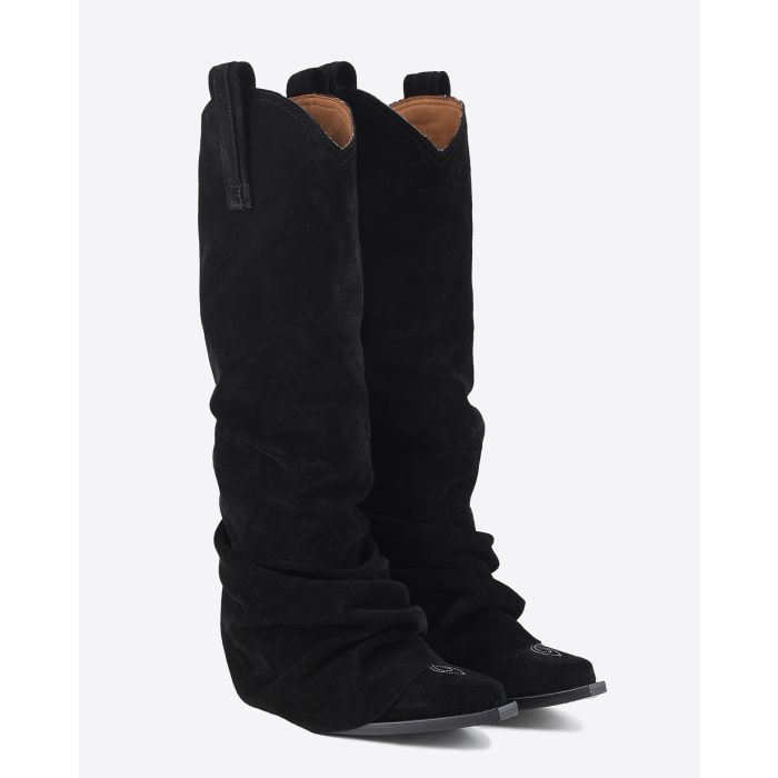 R13 Boots Cowboy Suede Noire 
