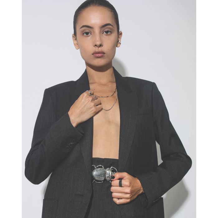 Tom Wood Liz Band Slim Black Spinel - Silver