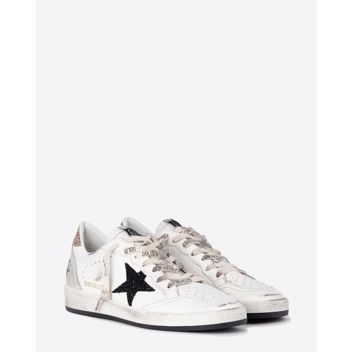 Golden Goose Femme Sneakers Ball Star Blanc Noir Or 10750