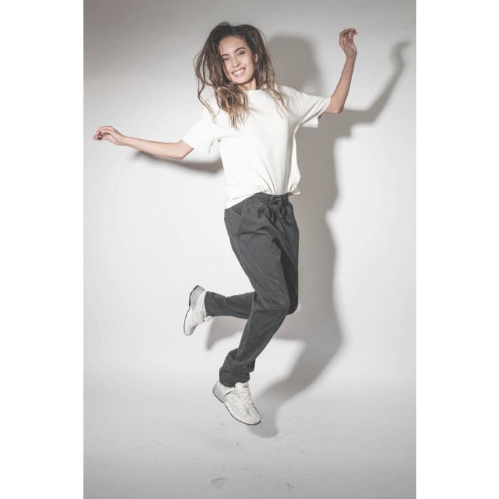 Baskets Running Dad blanche étoile en cuir lisse blanc Golden Goose femme.  Profil intérieur.
