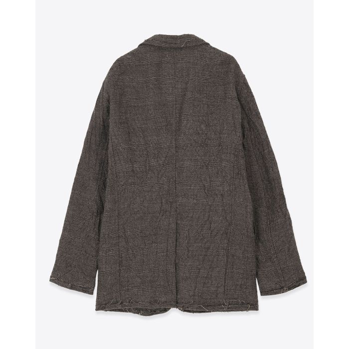 Veste oversized Frayed Edge Ragged Blazer R13 en laine Prince de Galles Grises. Vue de dos.