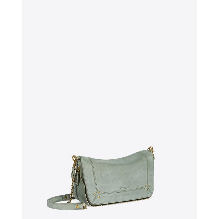 Mini sac bandoulière chaine Bobi S Croco Amande Jérôme Dreyfuss. Profil. 