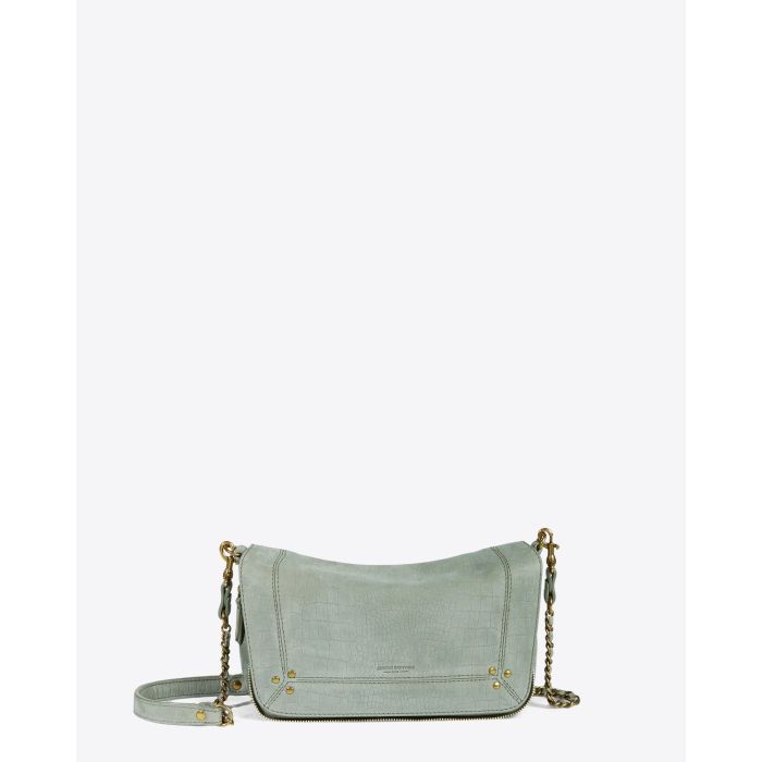 Mini sac bandoulière chaine Bobi S Croco Amande Jérôme Dreyfuss. 