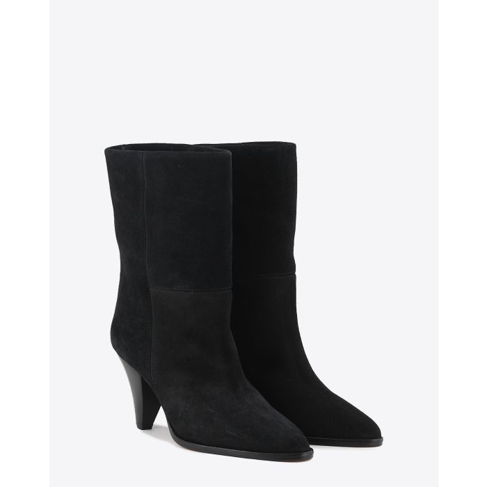 Bottines à talons hauts en daim noir Rouxa Isabel Marant. Face.