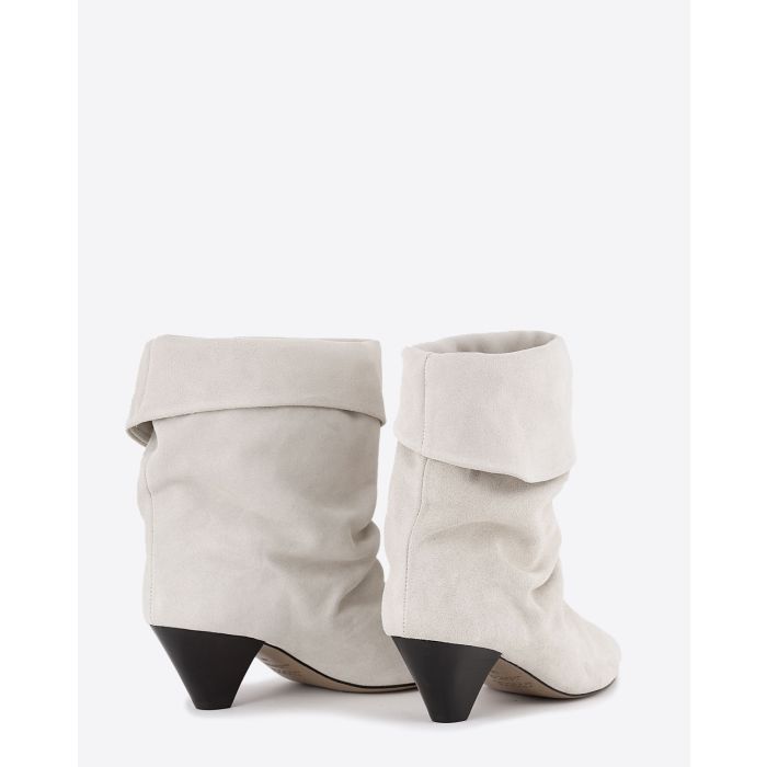 Boots à talons Ryska Isabel Marant en cuir suédé blanc. Vue arrière. 