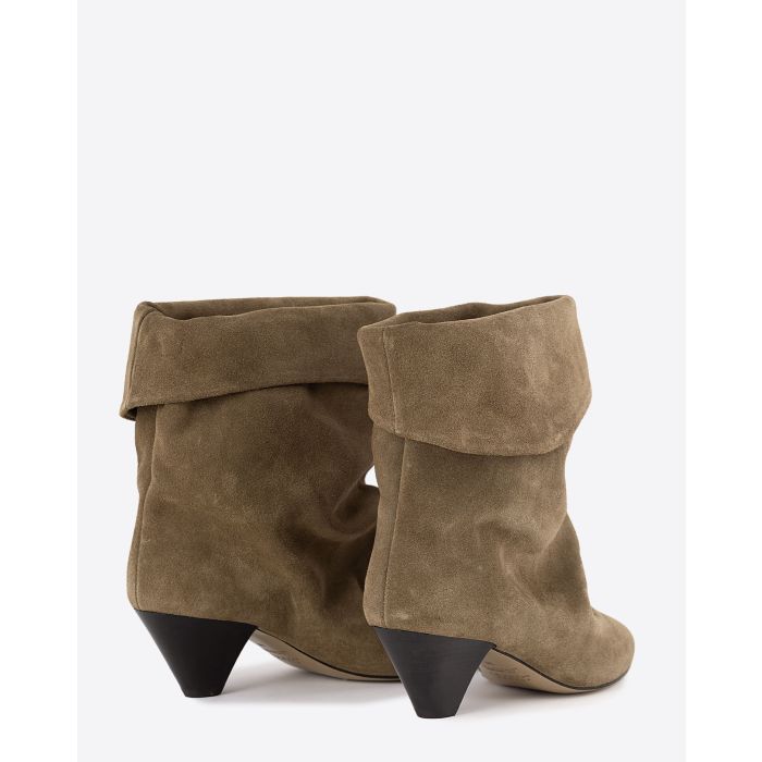 Boots à talons Ryska Isabel Marant en cuir kaki. Vue arrière. 
