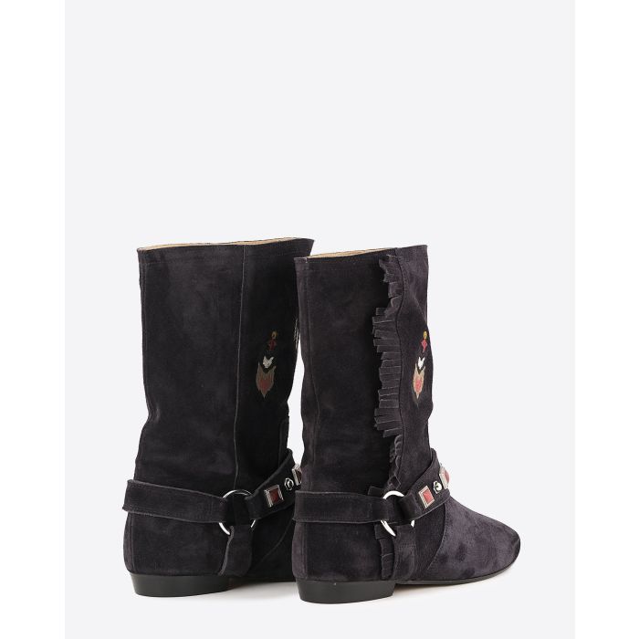 Bottes montantes Siana Isabel Marant noires délavées. Vue dos. 