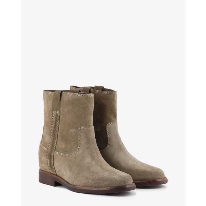 Boots en cuir suédé Susee Isabel Marant Étoile Taupe. Face.