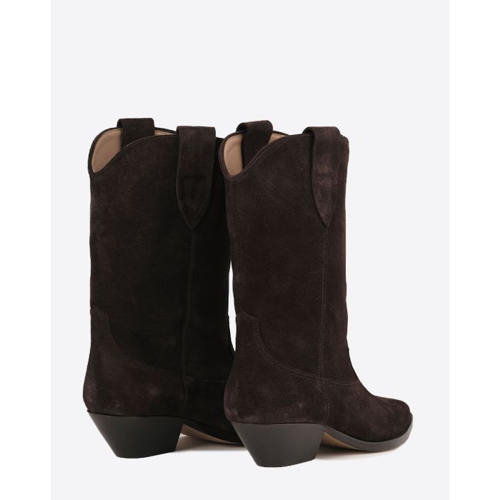 Bottes basses santiag Duerto en cuir suédé chocolat Isabel Marant. Dos.