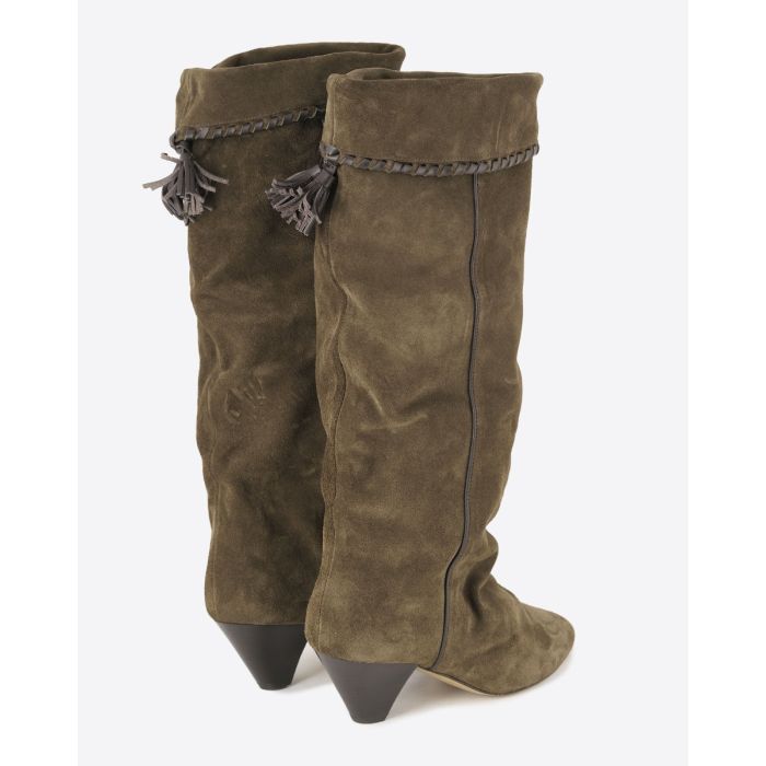Bottes Elita Isabel Marant en cuir suédé bronze. Vues de dos.