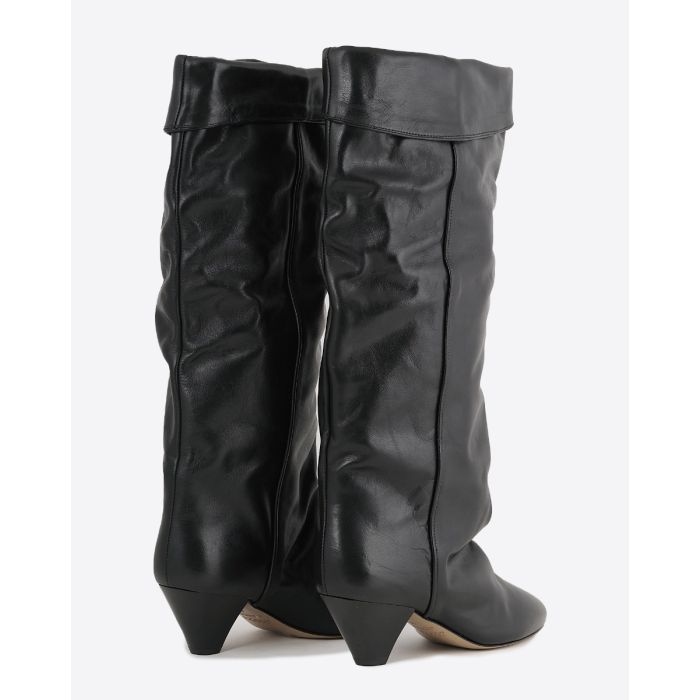 Bottes Elita Isabel Marant en cuir lisse noir. Dos.