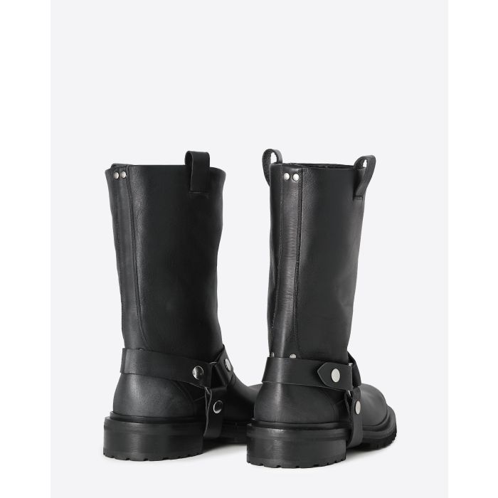 Bottes montantes Kurt Golden Goose en cuir noir. Vue dos. 