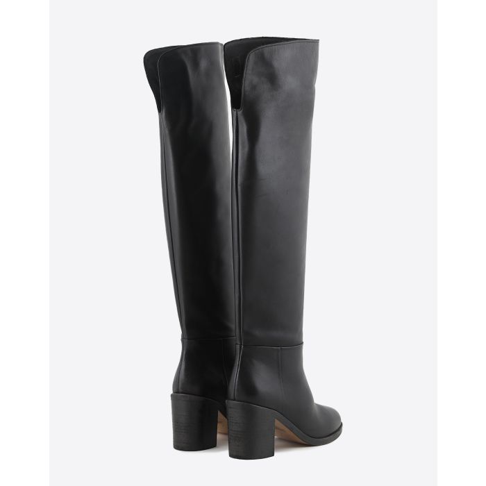 Bottes à talons en cuir noir Vivienne Golden Goose. Dos.