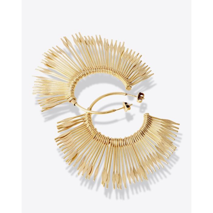 Boucles d'oreilles Aria Isabel Marant en laiton doré. Vue à plat.