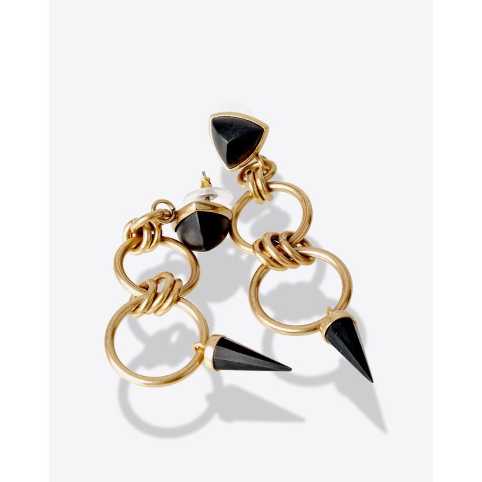 Boucles d'oreilles Be With You pendantes Isabel Marant avec des anneaux et perles de résine colorée noir. 
