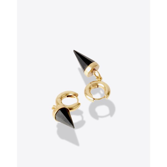 Boucles d'oreilles mini-créoles Be With You Isabel Marant en laiton doré et résine colorée noire.