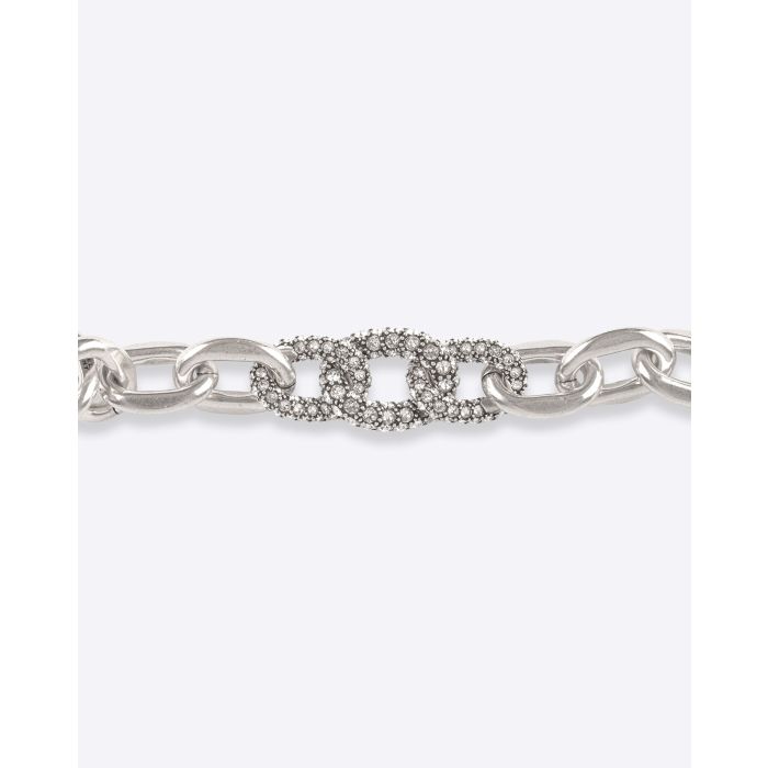 Bracelet maillons Funky Ring Isabel Marant en métal argenté et strass. 
