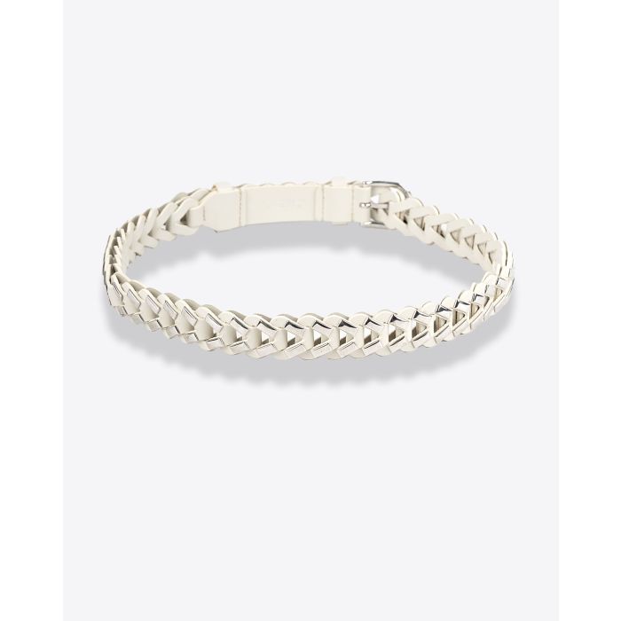 Ceinture fine tressée en cuir blanc et métal argenté Cetju Isabel Marant. Dos. 