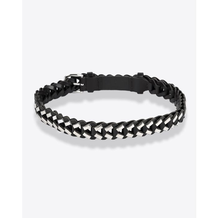 Ceinture en cuir noir et métal argenté Cetju Isabel Marant. Dos.